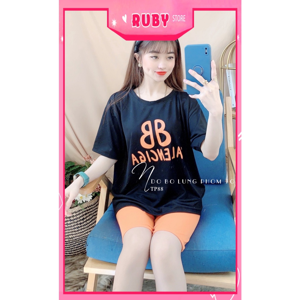 Đồ bộ phom to cho nữ mặc nhà chất thun mềm mát in hình họa tiết dễ thương Bộ thun lửng phom to TP88