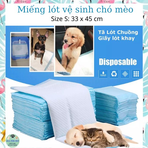 Combo 10 miếng lót vệ sinh dùng lót đáy chuồng, thấm nước tiểu cho chó mèo - Size S 33x45cm