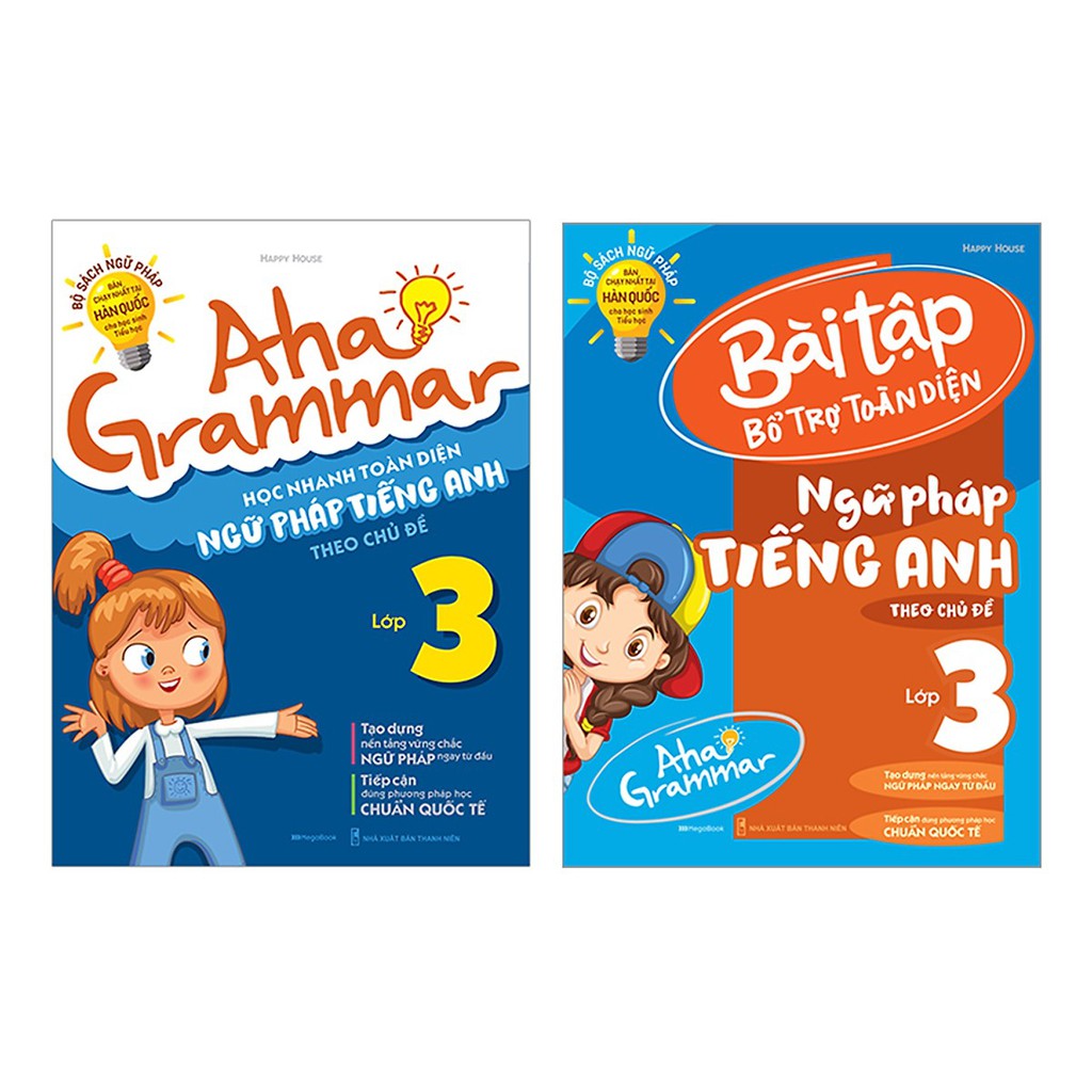 Sách Combo 2 cuốn Aha Grammar – ngữ pháp & bài tập bổ trợ toàn diện ngữ pháp tiếng Anh lớp 3