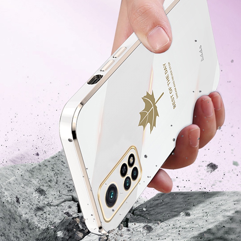 Ốp điện thoại Koosuk bằng silicon mềm mạ viền dáng vuông họa tiết lá phong cho Xiaomi Mi 10T Pro 9T