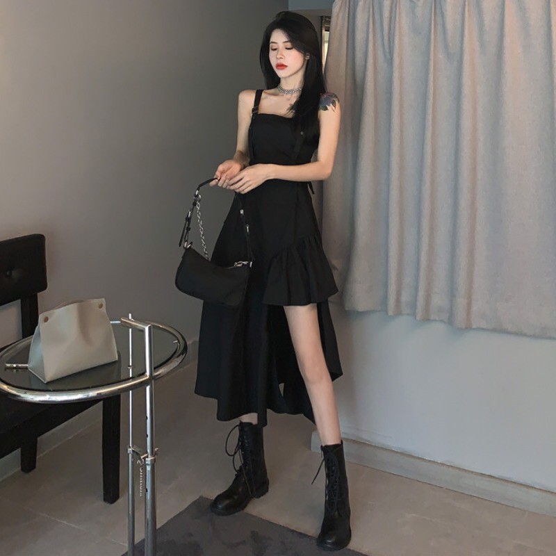 Váy suông 2 dây đuôi cá lệch vạt thắt dây eo dáng dài tiểu thư phong cách hàn quốc_ranstore | BigBuy360 - bigbuy360.vn