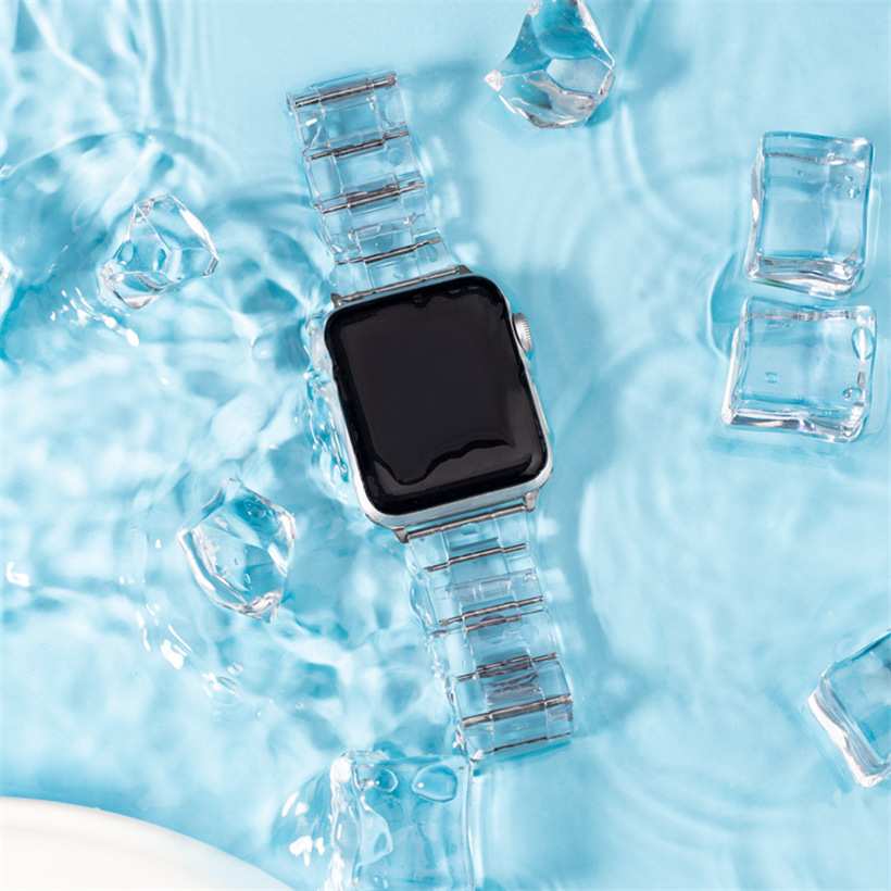 Dây đeo bằng nhựa trong suốt độc đáo cho đồng hồ thông minh Apple Watch Series 6 SE 5 4 3 2 1 38mm 40mm 42mm 44mm