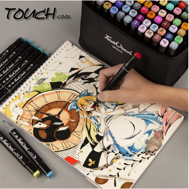 (DTL49) dts1930 Bút vẽ, bút màu Marker TouchCool Túi Vải Bộ 30/60/80 màu, vẽ anime,chân dung,phong cảnh