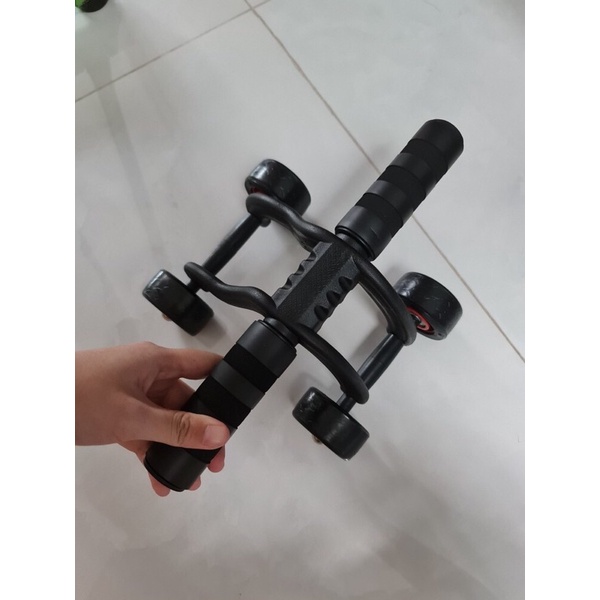 Con lăn tập cơ bụng 4 bánh cao cấp tặng kèm thảm gối chân
