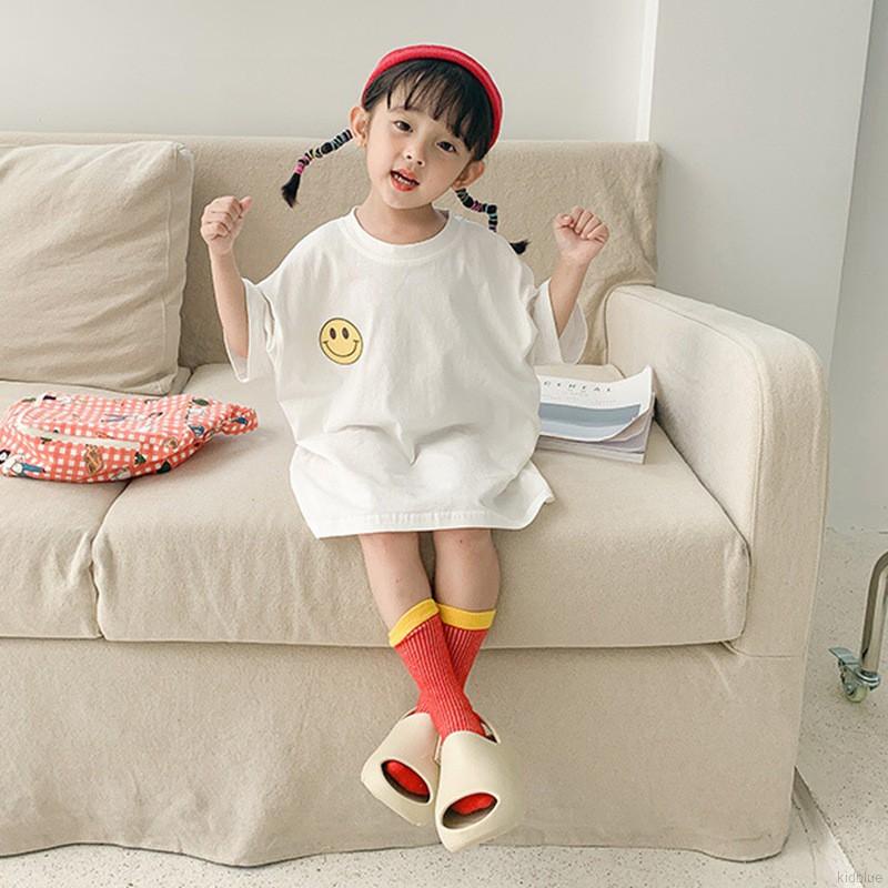 Đầm Thun Cotton Tay Ngắn In Họa Tiết Phong Cách Hàn Quốc Thời Trang Mùa Hè Mới Cho Bé Gái