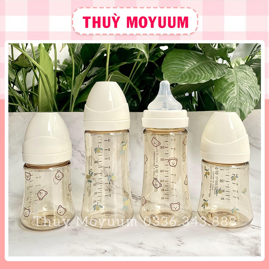 Bình sữa Grosmimi Gấu/Olive/Cherry 200ml/300ml Hàn quốc (tách set)