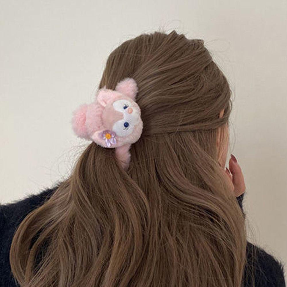 VANES1 Dây Cột Tóc Lông Nhung Màu Hồng Hình Thú Hoạt Hình Dễ Thương Cho Nữ