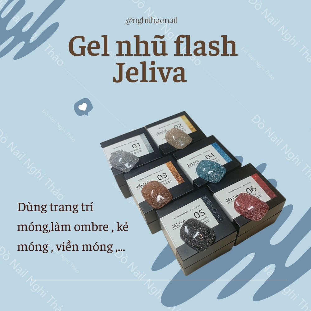 Gel nhũ flash siêu sáng nail Jeliva hũ 2g