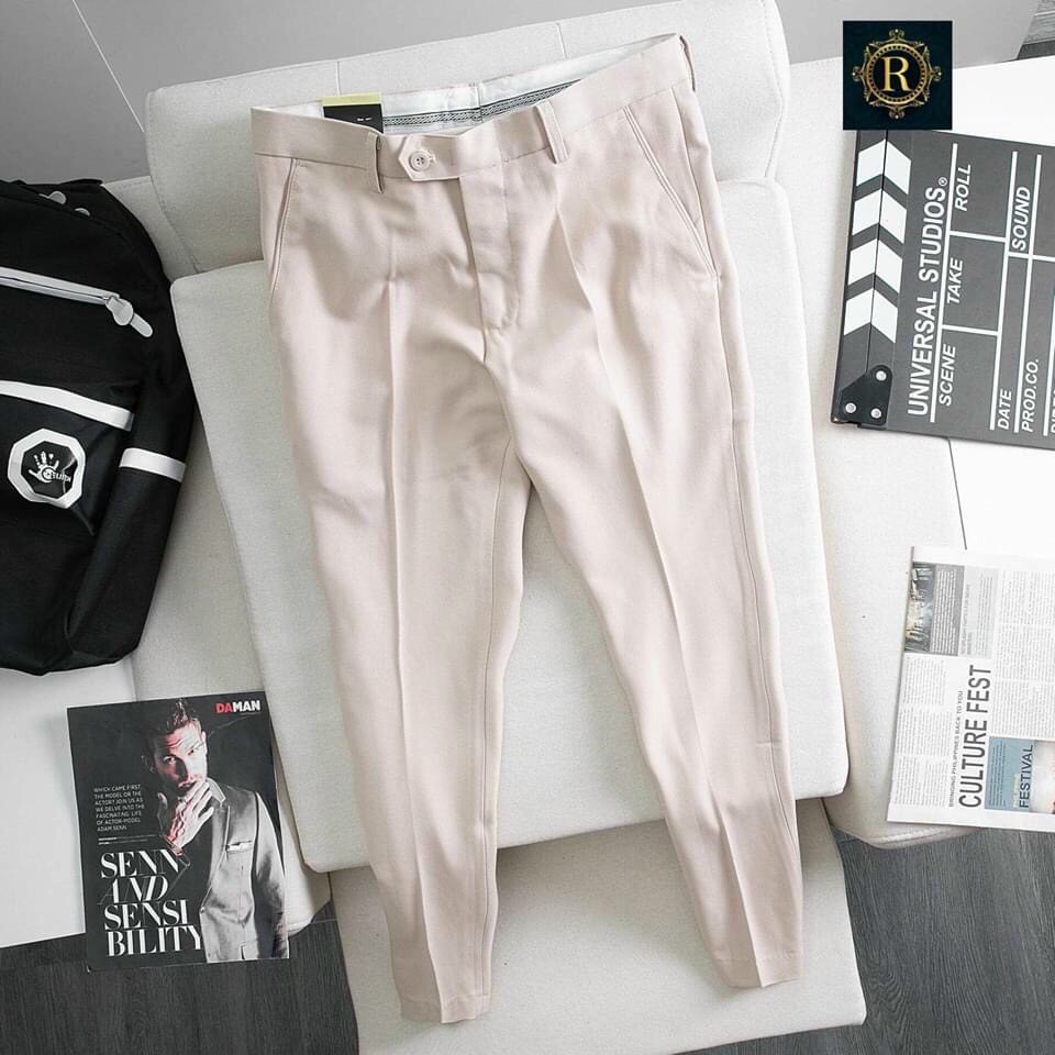 HÀNG MỚI VỀ quần âu nam màu trắng kem phong cách Hàn quốc chất vải tuyết mưa dày dặn mát mịn co giãn 4 chiều BAO LỖI | BigBuy360 - bigbuy360.vn