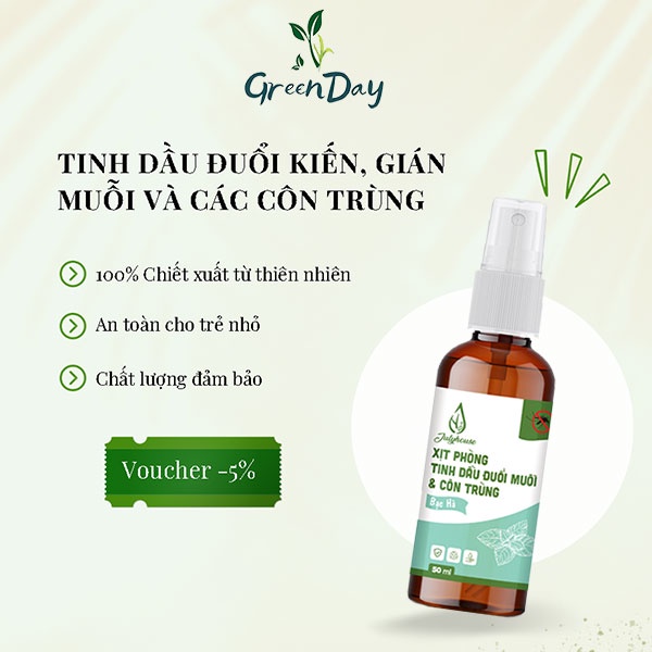 Tinh Dầu Đuổi Muỗi, Kiến, Gián, Các Loại Côn Trùng - Hương Bạc Hà, Chai 50ml