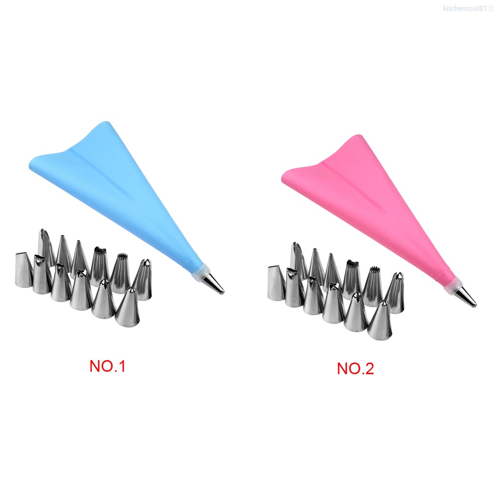Set 14 Đuôi Bắt Bông Kem Trang Trí Bánh Bằng Thép Không Gỉ Diytool01