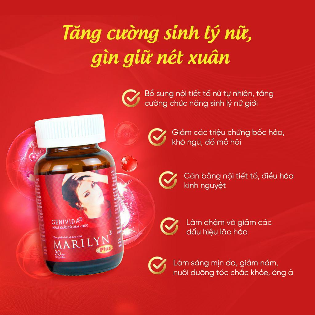 [Giảm Khô Hạn - Tăng Sinh Lý Nữ] Viên Uống Marilyn Plus Giúp Cân Bằng Nội Tiết Tố Cải Thiện Sinh Lý Nữ - Hộp 30 Viên