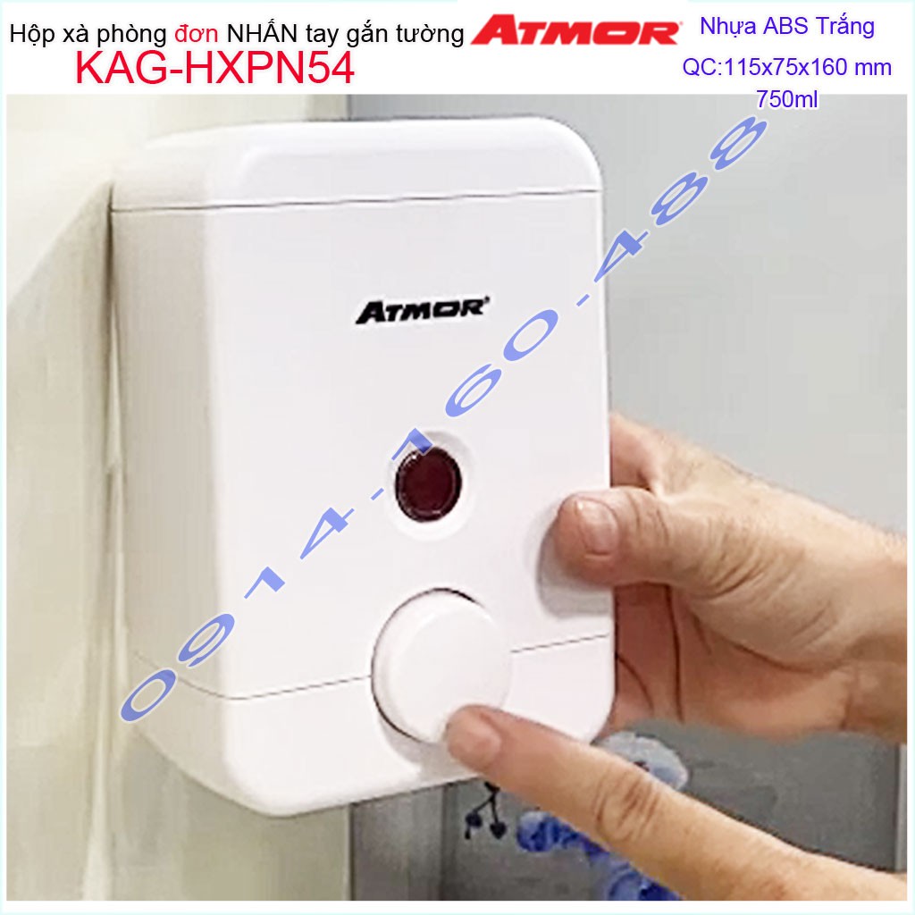 Hộp đựng xà phòng Atmor KAG-HXPN54-White-trắng, hộp đựng sữa tắm dầu gội đầu cao cấp nhấn êm sử dụng tốt