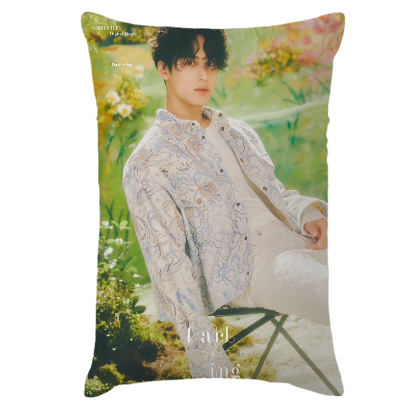 Vỏ Gối Hình Chữ Nhật In Hình Nhóm SEVENTEEN Hai Mặt Trang Trí Nhà Cửa