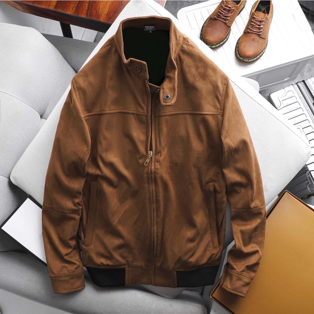 Áo Khoác Da Lộn Cổ Trụ Maximus - BIGG thời trang nam có big size đến 145kg