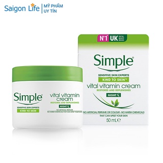 Kem Dưỡng Da Ban Đêm Simple Kind To Skin Vital Vitamin Night 50ml