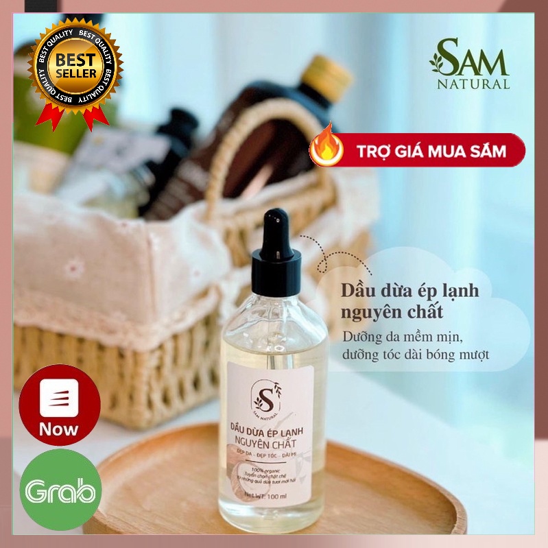 Dầu Dừa Ép Lạnh Organic Nguyên Chất Sam Natural - Dầu dừa dưỡng mi, dưỡng tóc, dưỡng da 100ML