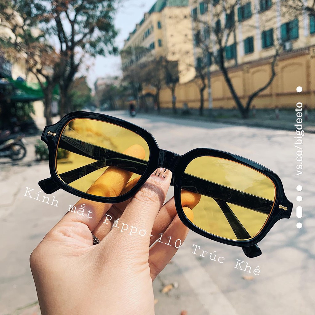 Kính mát nam nữ - Gọng kiếng sơn tùng màu vàng cực hót K319 htstore