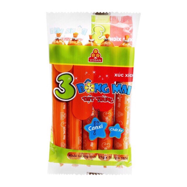 ( nhập mã SPE48431 hoàn 10k xu) 1 CÂY XÚC XÍCH BÔNG MAI VISAN 21g vị heo