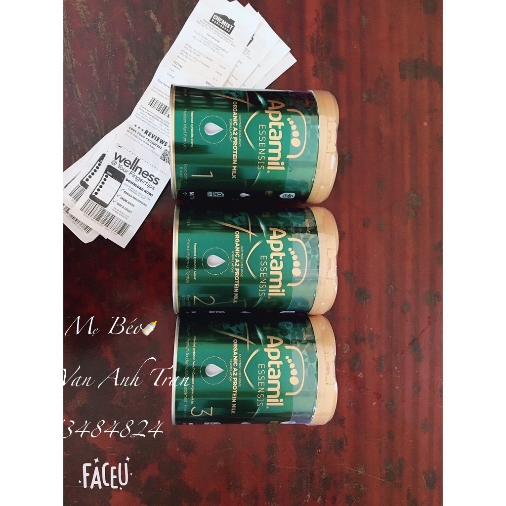 Sữa Aptamil Esensis Organic 900g úc cho bé date xa đủ bill