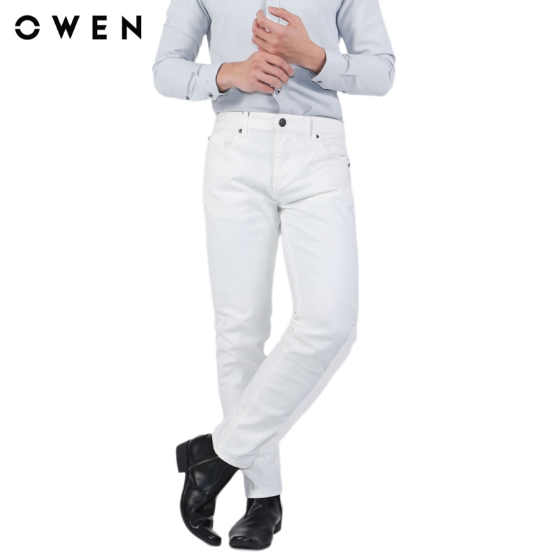 Quần jean Nam Owen Slim Fit màu Trắng - QJSL23953