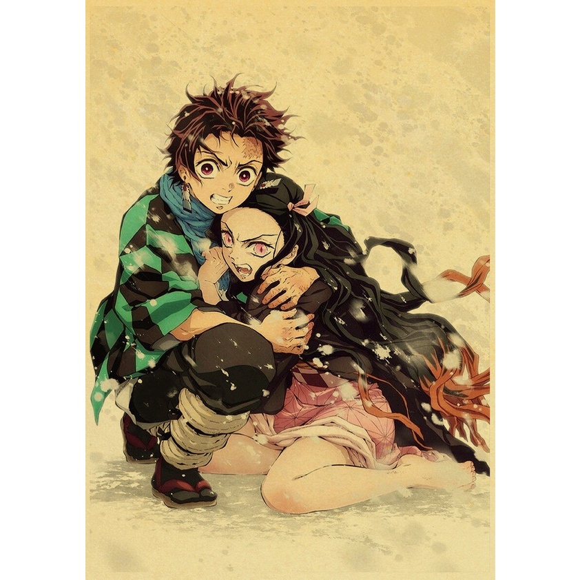 Demon Slayer: Kimetsu Không Yaiba Tanjirou Nezuko Anime Poster Giấy  Vintage Áp Phích Nghệ Thuật Dán Tường Ms: 348