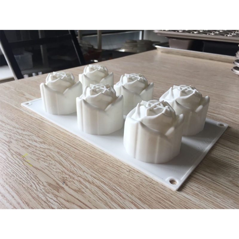 Khuôn Silicone 6 Lỗ Hình Hoa Hồng 3D Tự Làm Bánh / Xà Phòng