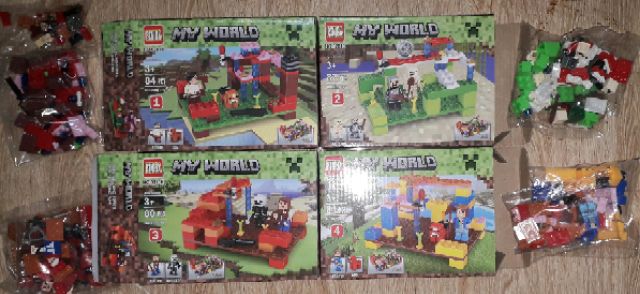 Lắp ráp 1 hộp LegoMinecraft MyWord 0281E có nhiều chi tiết bằng nhựa ABS