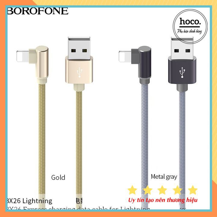 Cáp Sạc Chữ L Borofone BX26 Cổng Micro-USB / Lightning / Type-C Max 2.4A Dành Cho Game Thủ - Bảo Hành 12 Tháng