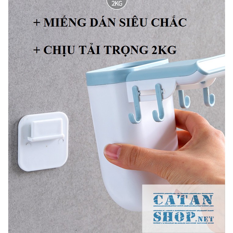 Kệ Nhà Tắm, Giá Đựng Cốc Và Bàn Chải Đánh Răng hút nam châm từ tính (tặng kèm 1 ly) GD397-TreoBC-1ly