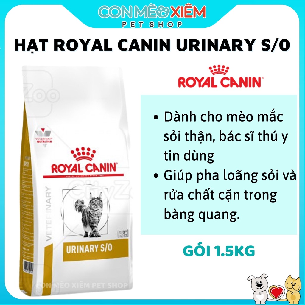 Hạt cho mèo Royal canin tiết niệu urinary s/o 1,5kg tiêu sỏi bàng quang Con Mèo Xiêm