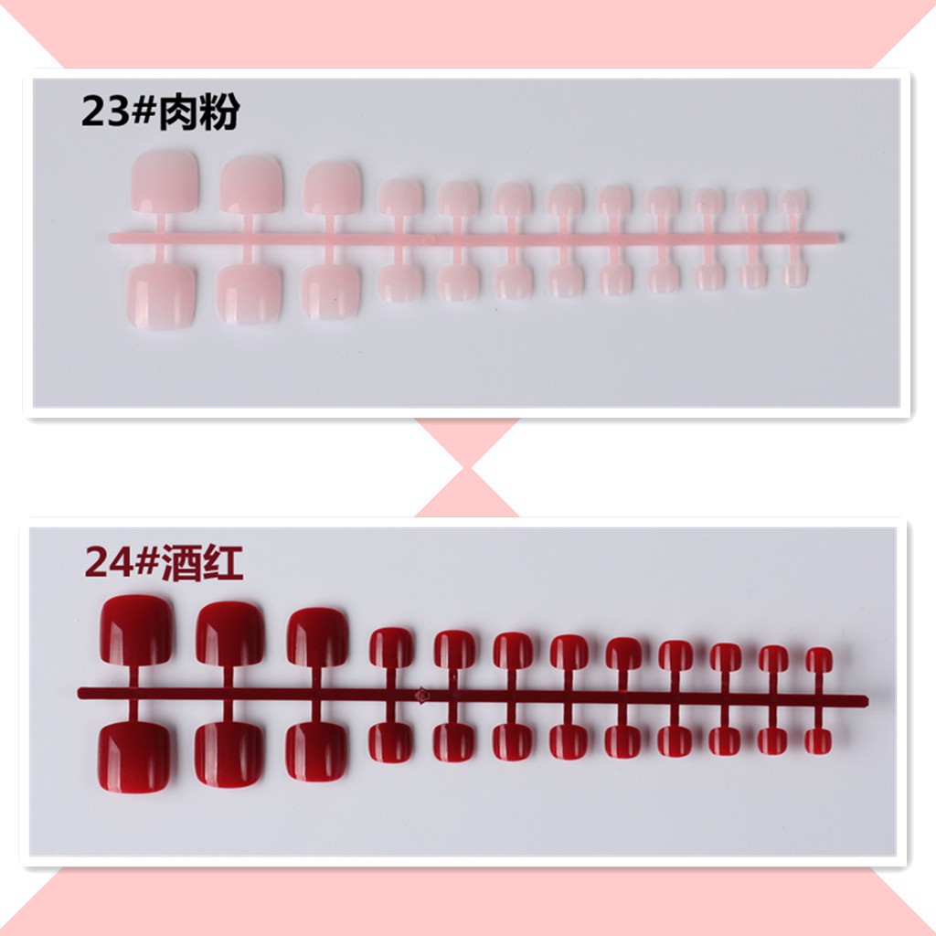 Set 24 móng chân giả nhiều màu đơn giản thời trang cho nữ