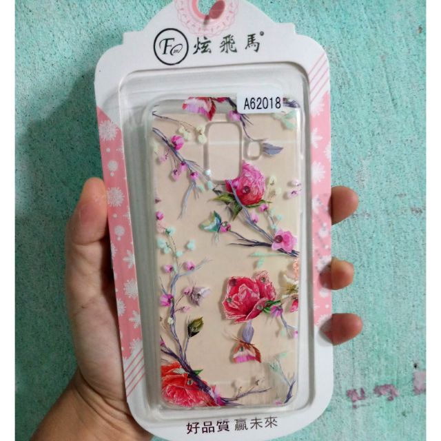 Ốp dẻo hoa gắn đá Galaxy A6 2018