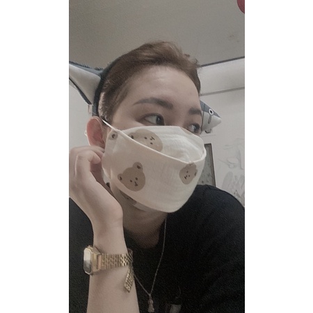 Khẩu trang vải muslin gấu người lớn