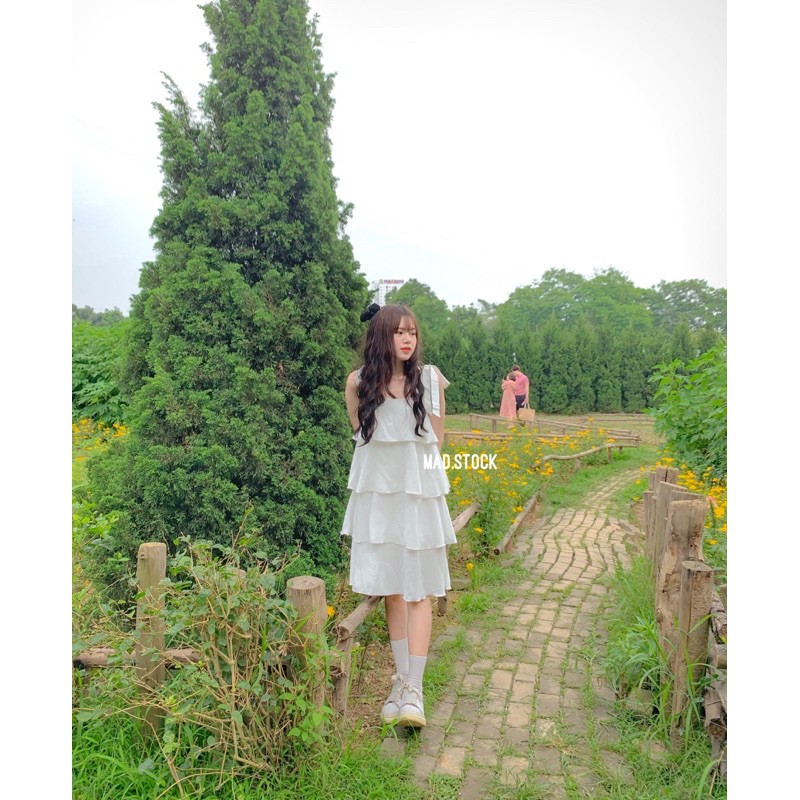 [Mã FATHANG5 giảm 10K đơn 50K] 🌿 VÁY NƠ VAI 4 TẦNG 🌿 ĐẦM VAI NƠ DỄ THƯƠNG | BigBuy360 - bigbuy360.vn