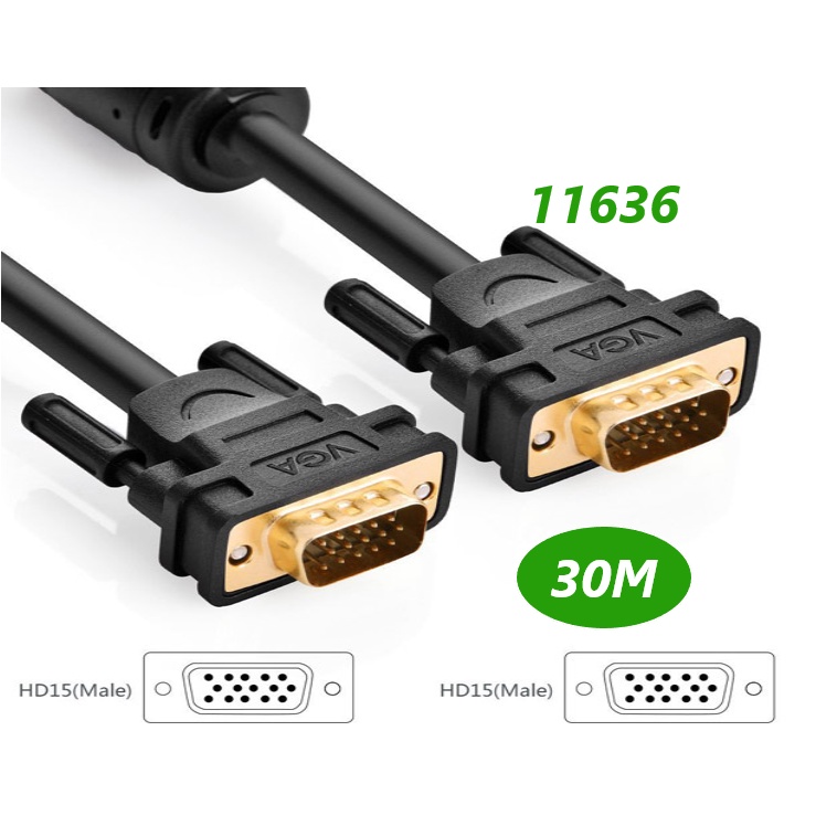 Cáp VGA 30M 3+9C cho Màn Hình, Máy Chiếu Chính Hãng Ugreen 11636