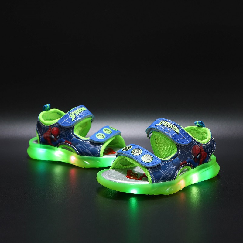 Dép sandal Quảng Châu cao cấp in hình Siêu Nhân đèn LED Z-318 cho bé size 21 đến 31