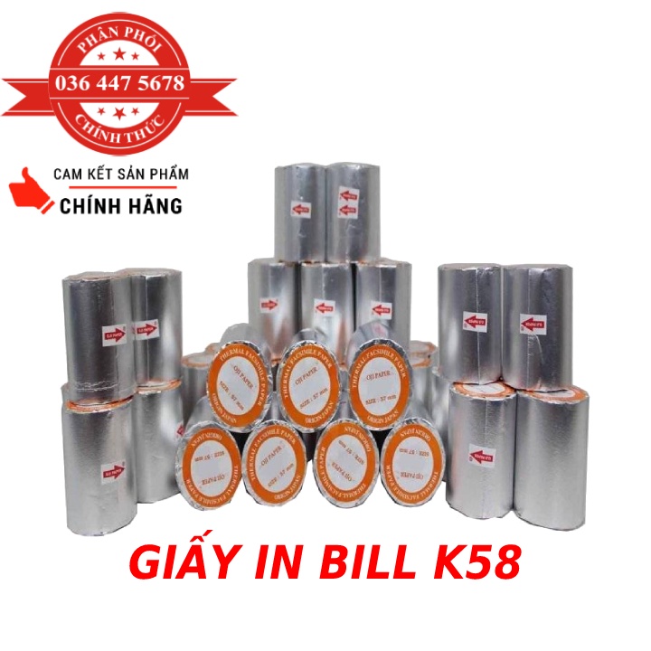 Giấy in nhiệt K80 K58  Giấy In Bill K80 - Giấy In Nhiệt K80 - Cuộn Lẻ Đường Kính 45mm