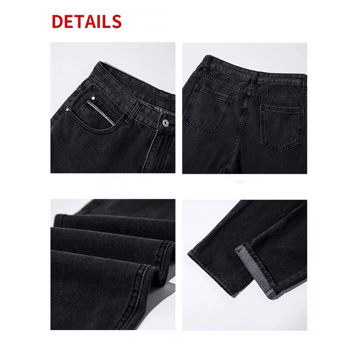 Quần Jeans Đen Nam Suông Đứng Basic, quần bò baggy nam ống rộng vải jeans cao cấp không phai màu