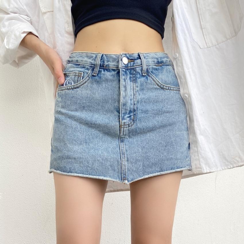 Chân Váy Jean Bò Dáng Chữ A, Chân Váy Bò Vải Jean Cao Cấp M6236