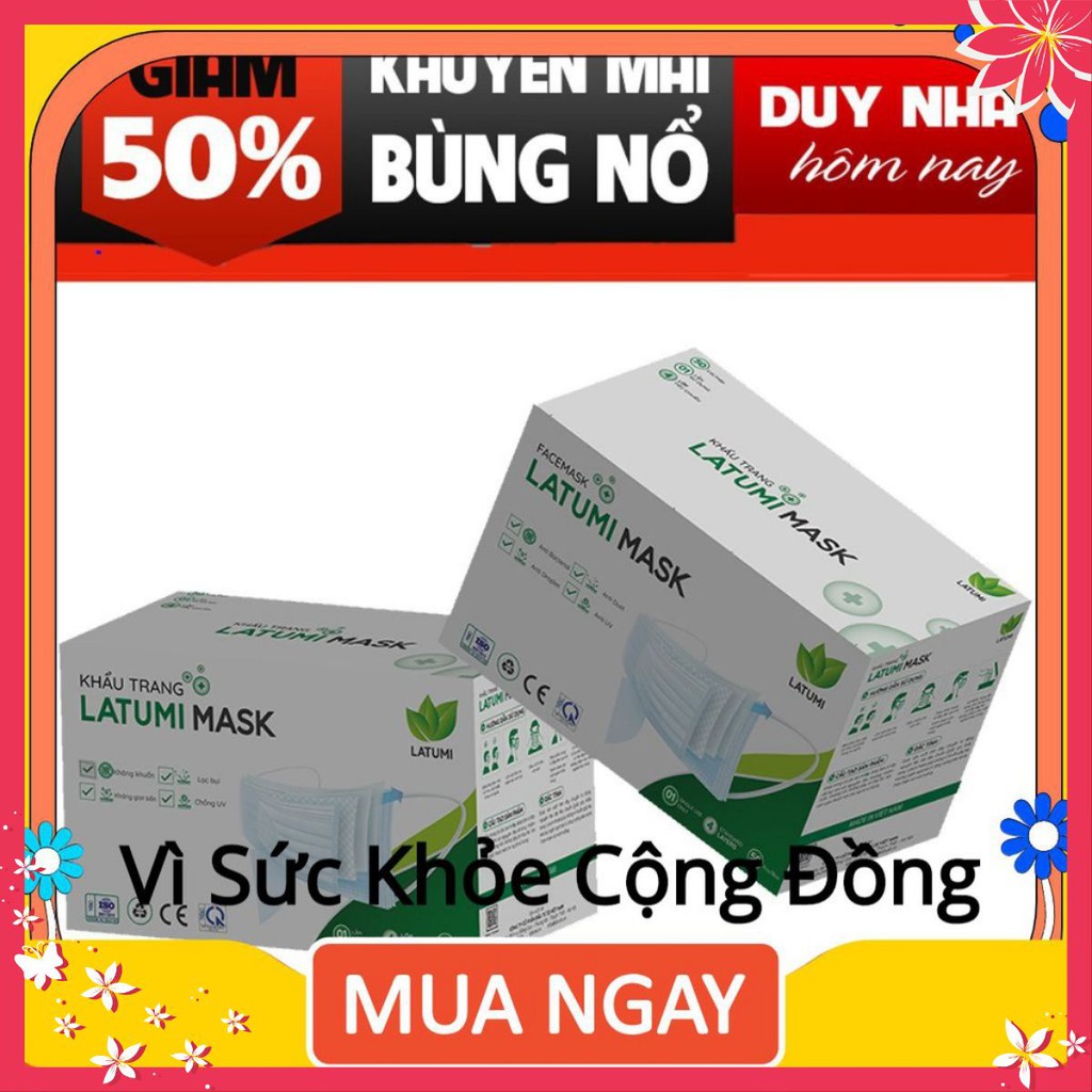 Khẩu Trang Y Tế 4 Lớp Kháng Khuẩn Cao Cấp LATUMI Chính Hãng Ngăn Giọt Bắn, Ngăn Bụi sakukeeee.shop | BigBuy360 - bigbuy360.vn