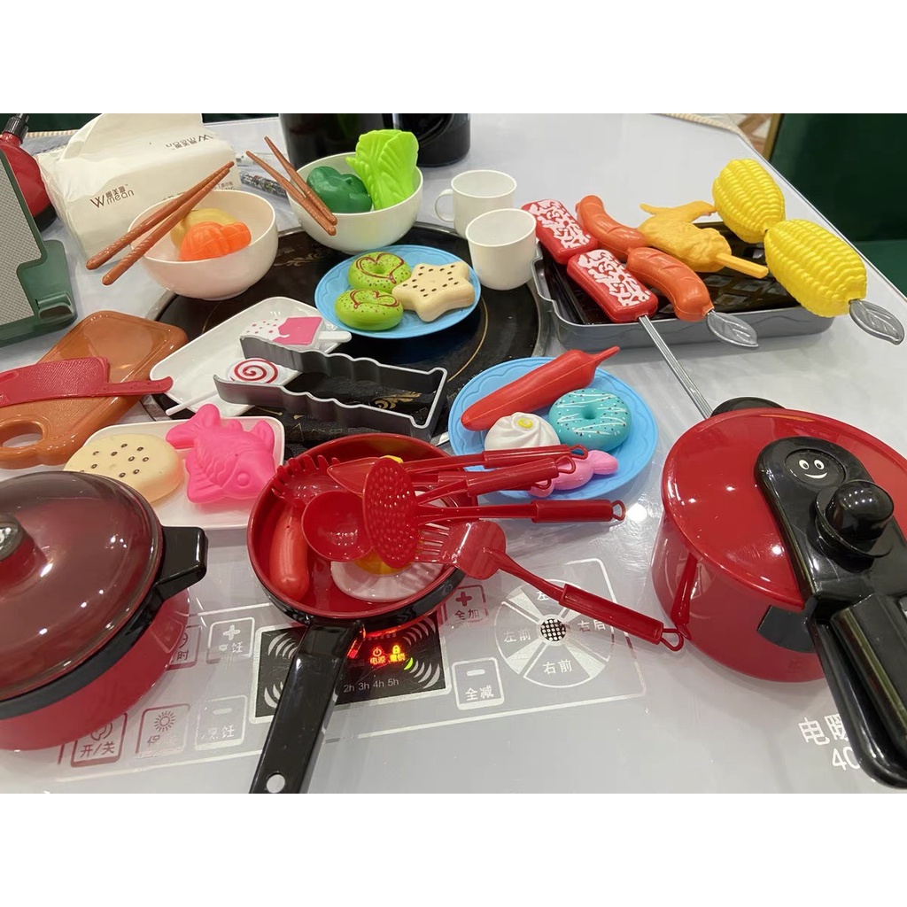 Bộ Đồ Chơi Nhà Bếp Nấu Ăn Bếp Điện Và Rau Củ Quả cho bé