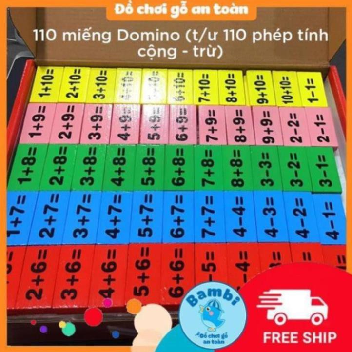 Đồ chơi Domino học toán 110 quân bằng gỗ