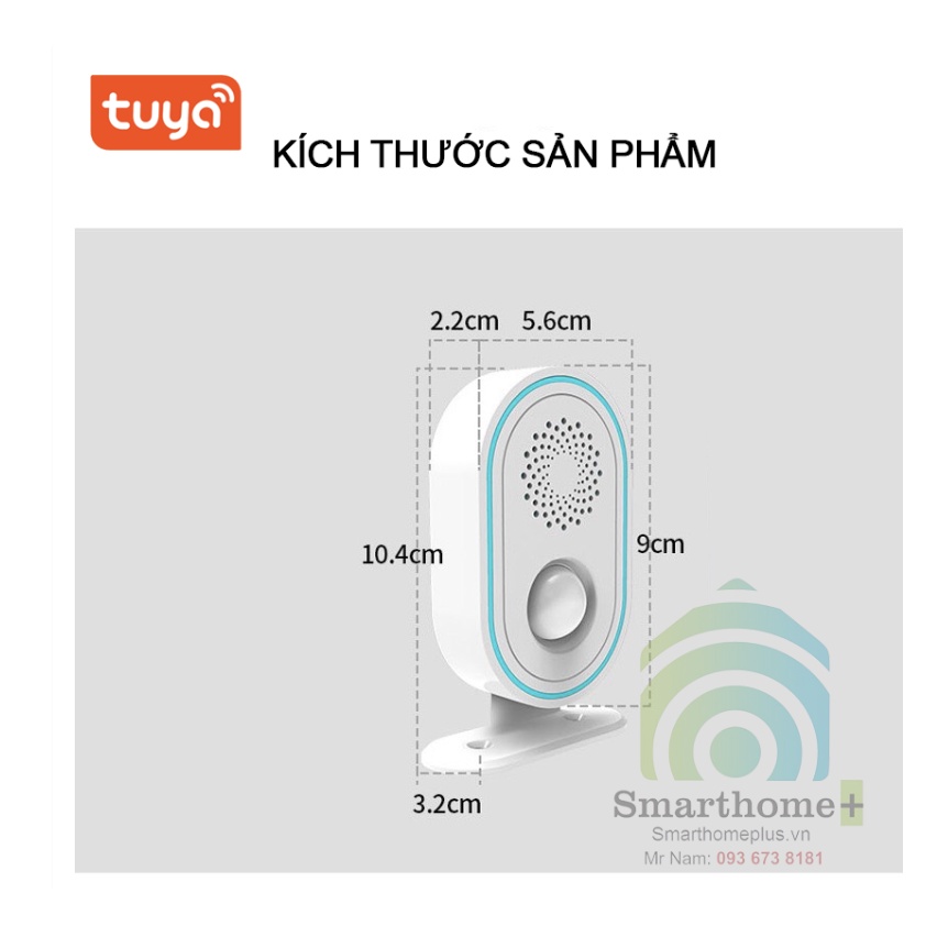 Chuông Báo Khách Hồng Ngoại Wifi Tuya SHP-BK6