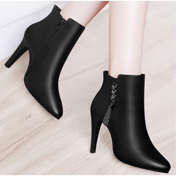 TP77181 Giày bốt nữ da thật cao 9cm cao cấp hàng nhập