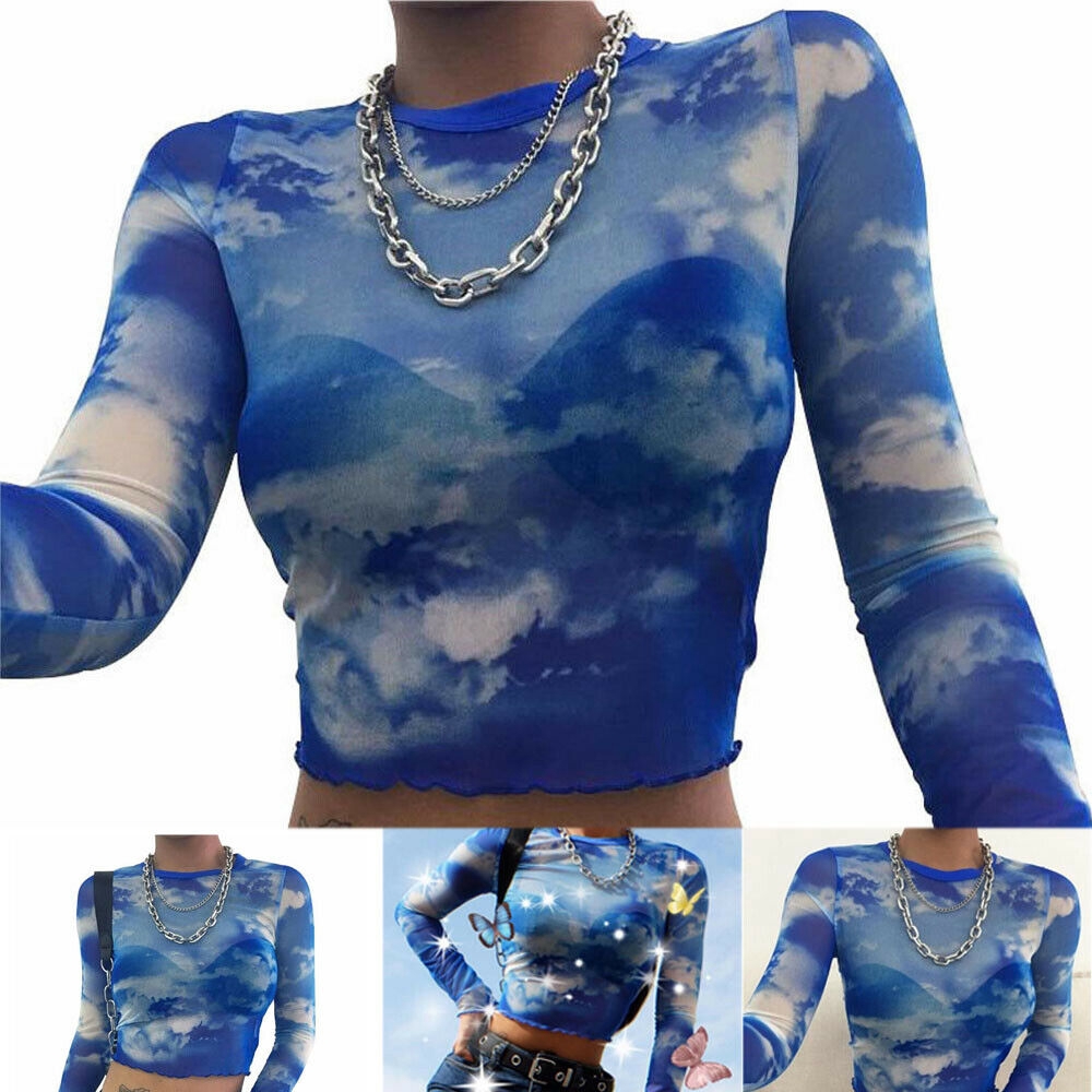 Áo Croptop Tay Dài Phối Ren Hoa Thiết Kế Nữ Tính