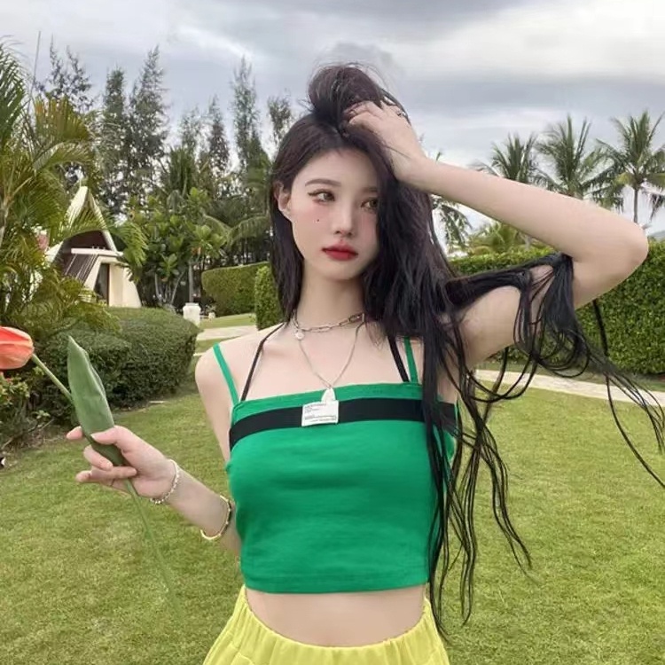 SUXI Áo Croptop Hai Dây Dáng Ôm Thời Trang Mùa Hè Dành Cho Nữ