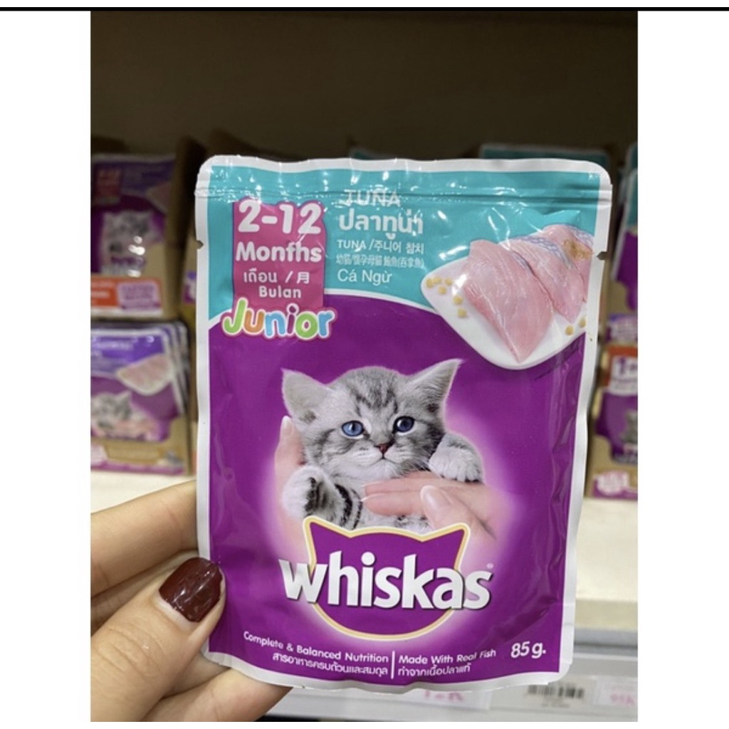 Pate mèo Whiskas thức ăn cho mèo nhiều vị Túi 80 gram .