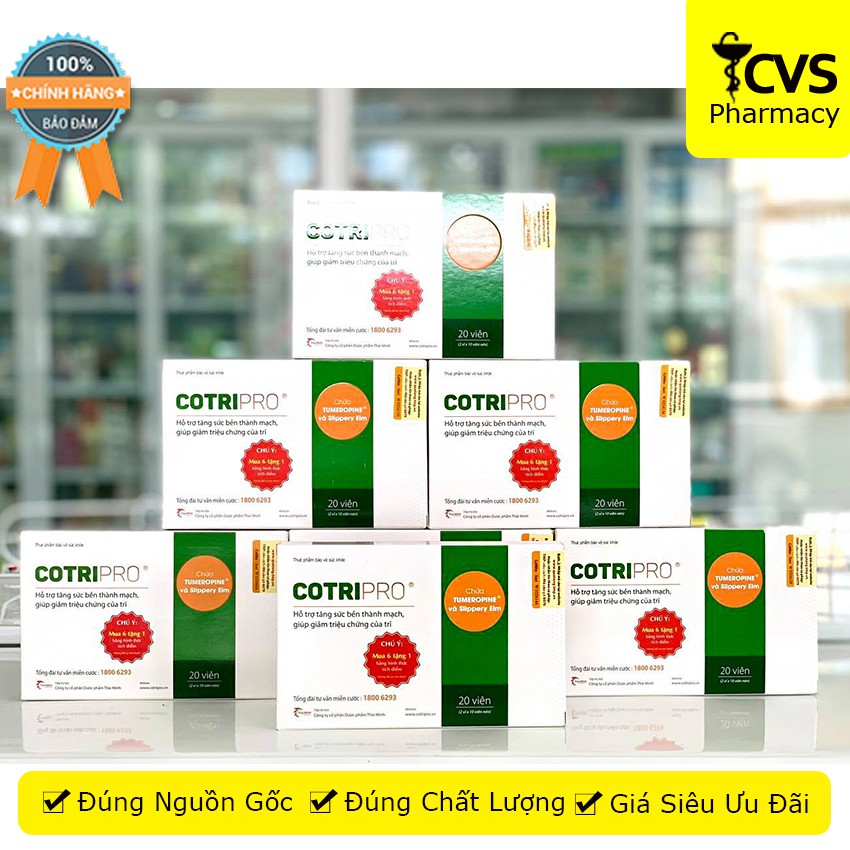 COTRIPRO - Viên uống tăng sức bền thành mạch, giảm các triệu chứng của trĩ (hộp 20 viên)