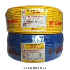 DÂY ĐIỆN CADIVI CV 1.5 – 6.0 0,6/1KV Đồng nguyên chất Chính hãng công ty Giá 1 Mét .